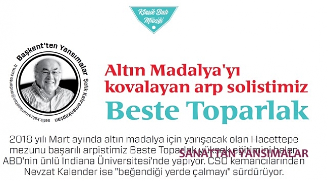 Altın Madalya'yı kovalayan arp solistimiz: Beste Toparlak