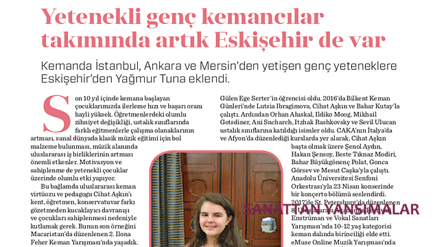Yetenekli Genç Kemancılar takımında artık Eskişehir de var...
