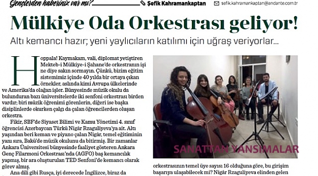 Mülkiye Oda Orkestrası geliyor..
