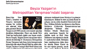 Beyza Yazgan'ın NY Metropolitan Yarışması'ndaki başarısı