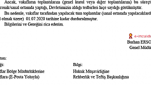 Vakıfların sanal toplantıları da yasaklandı