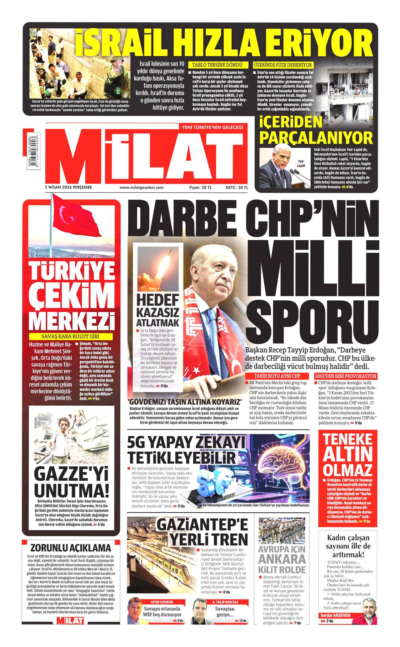 Milat Gazetesi Gazete Manşeti
