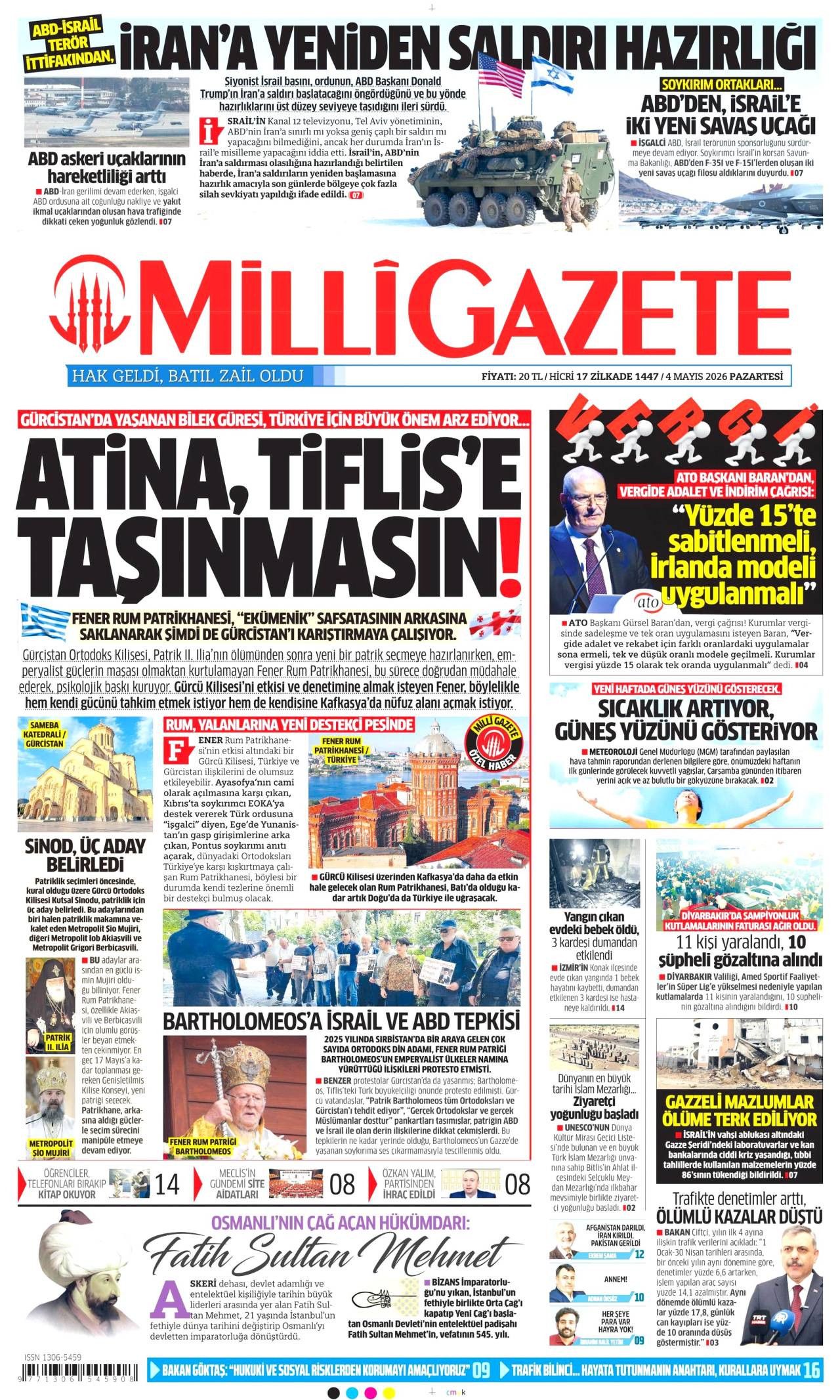 Milli Gazete Gazete Manşeti