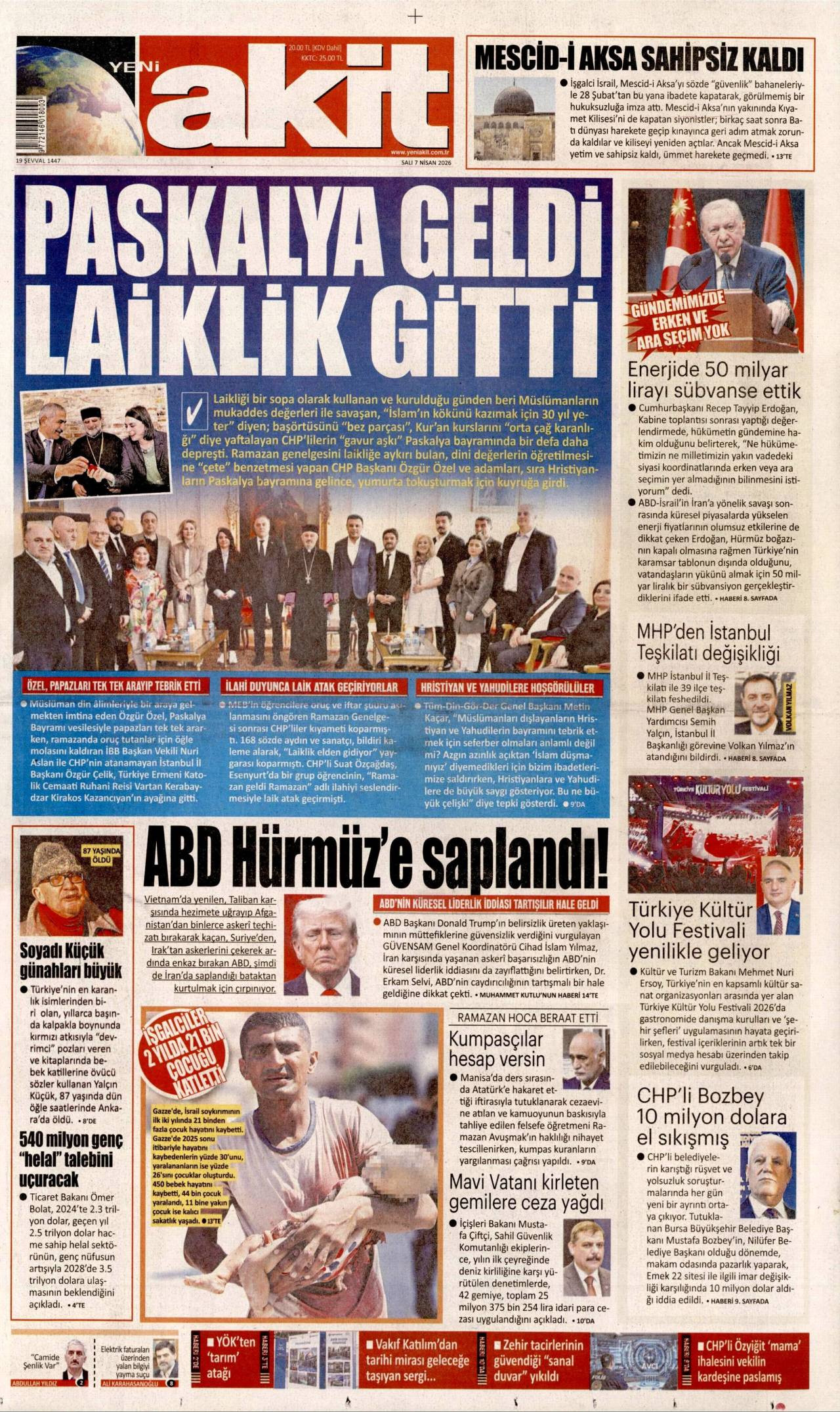 Yeni Akit Gazetesi Gazete Manşeti